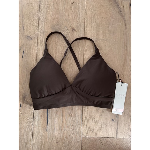 Calia Women's Swim Triangle Bikini Top Coffee Grounds, M - Picture 2 of 6